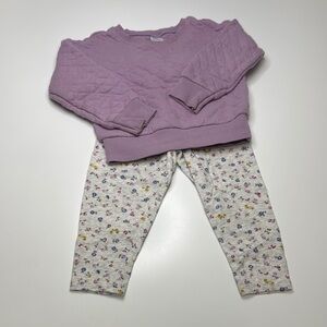 Carter’s- Purple Quilted Sweatshirt and Floral Leggings Set